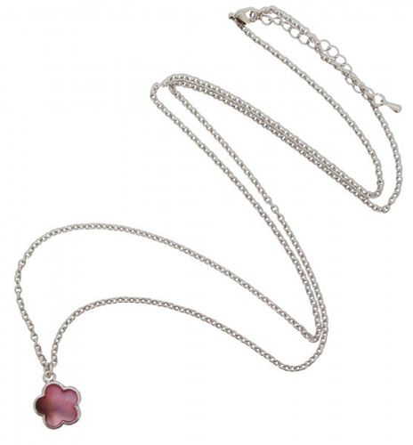 lange Halskette mit rosa Blüte silber